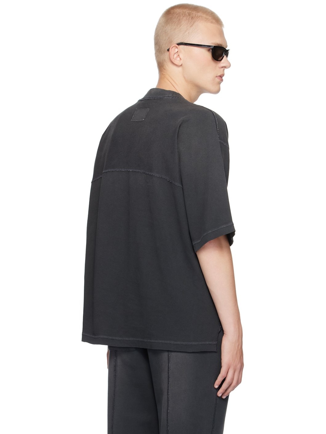 Black Stepped Hem T-shirt - 3