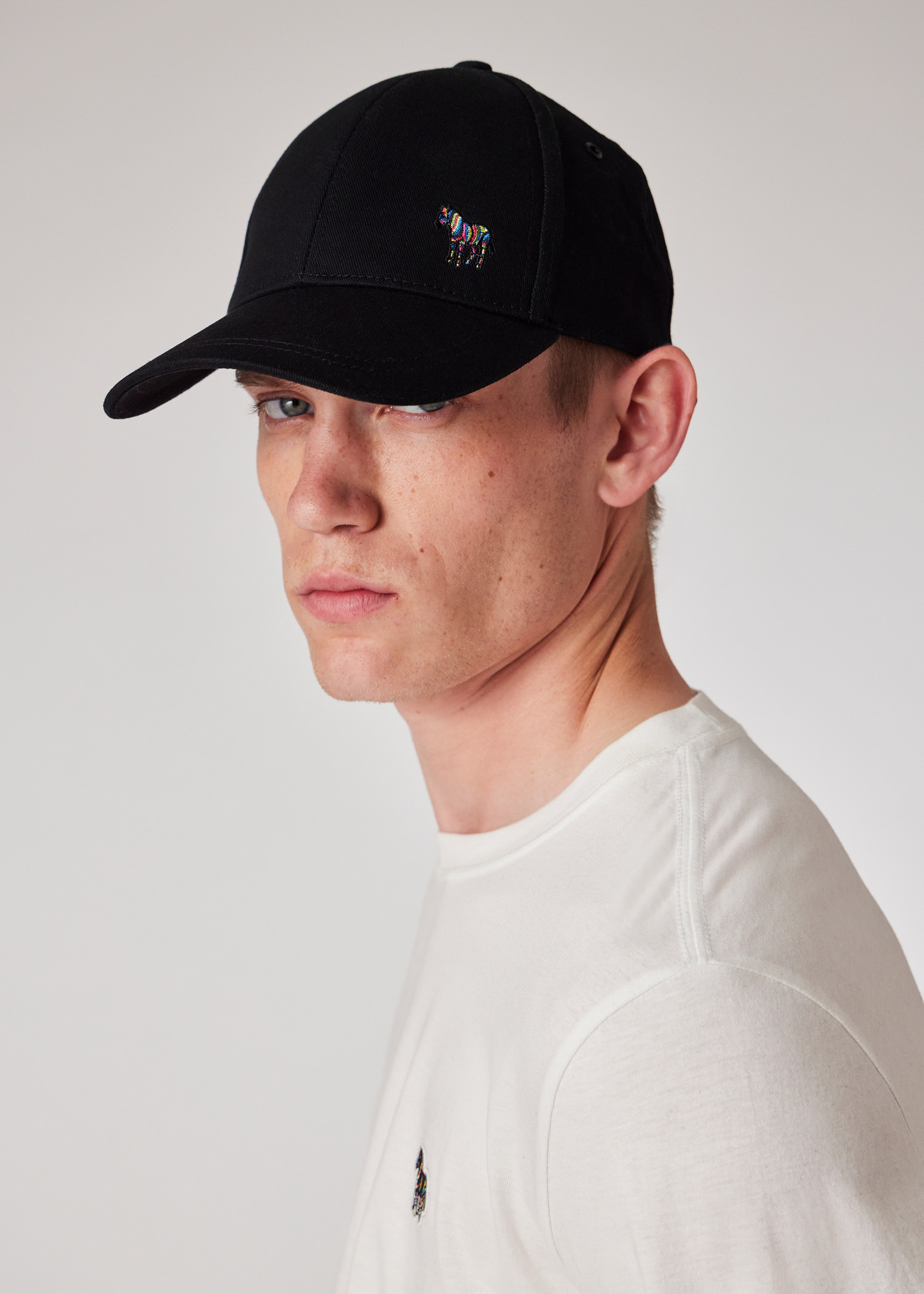 Black Cotton 'Zebra' Logo Baseball Cap - 5