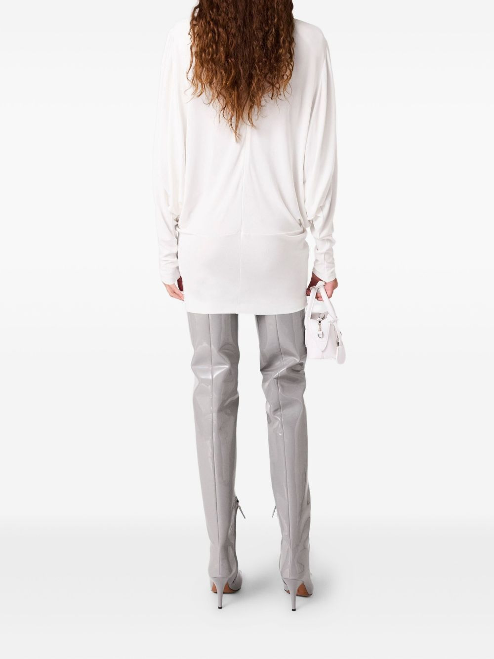 gathered-detail long-sleeve mini dress - 3