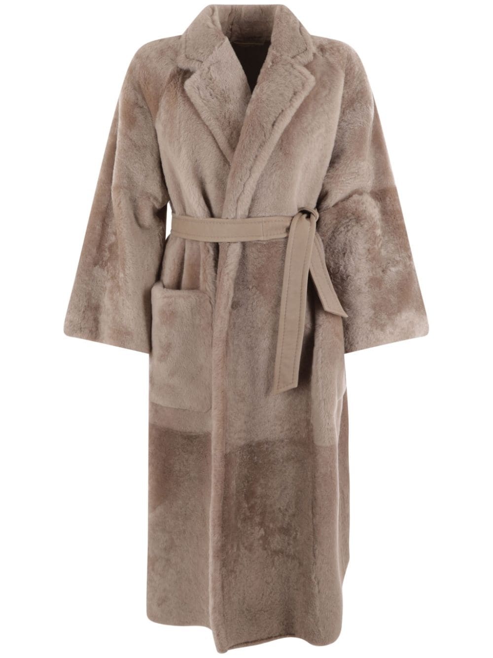 belted shearling coat - 1