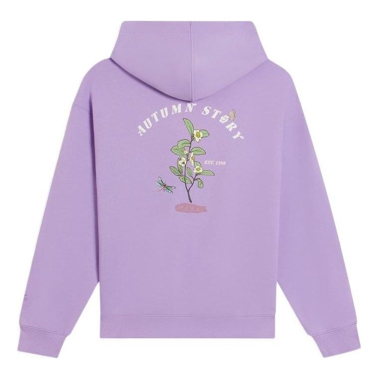 (WMNS) Li-Ning Floral Embroidered Logo Hoodie 'Purple' AWDS920-2 - 2