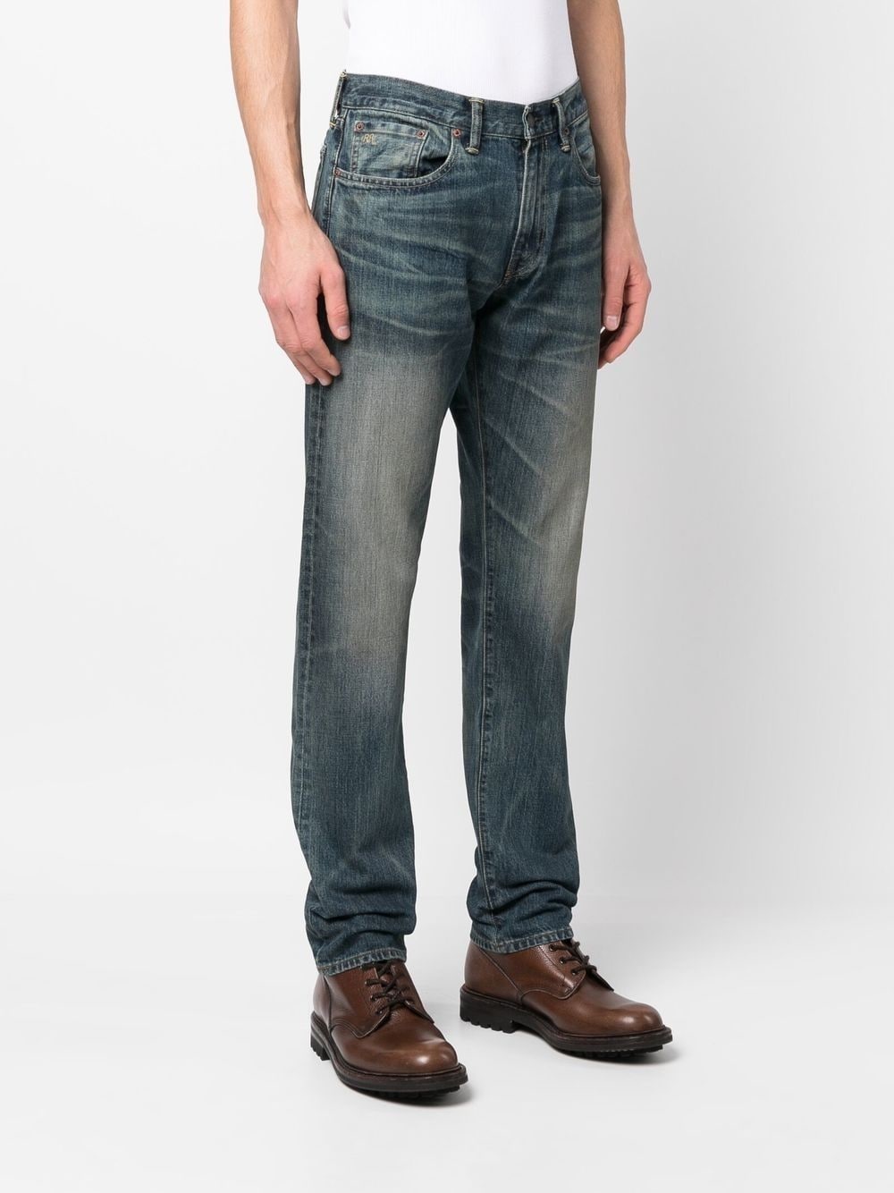 straight-leg washed denim jeans - 3