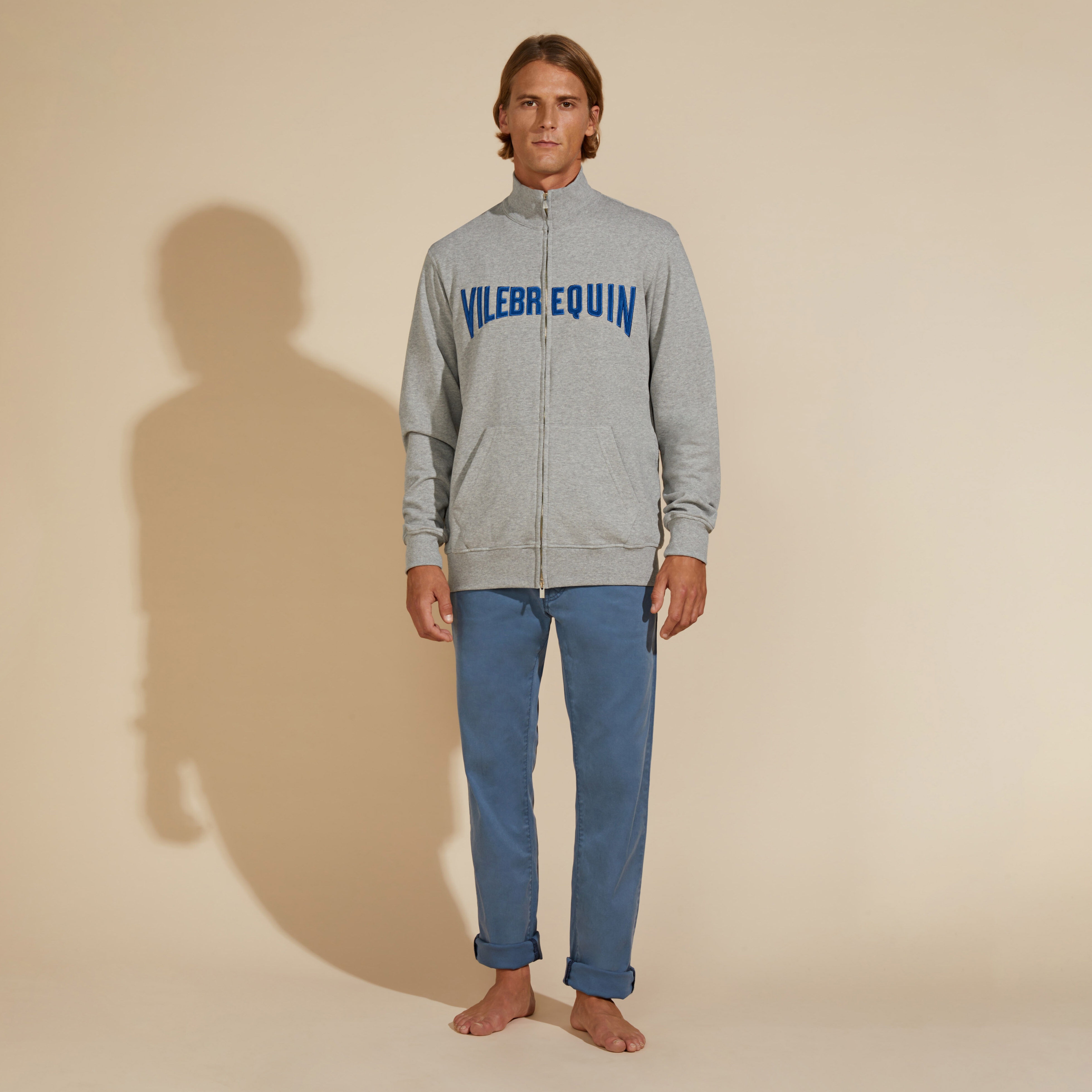 Men Front Zip Sweatshirt Embroidered Logo Velvet Starlettes - 3