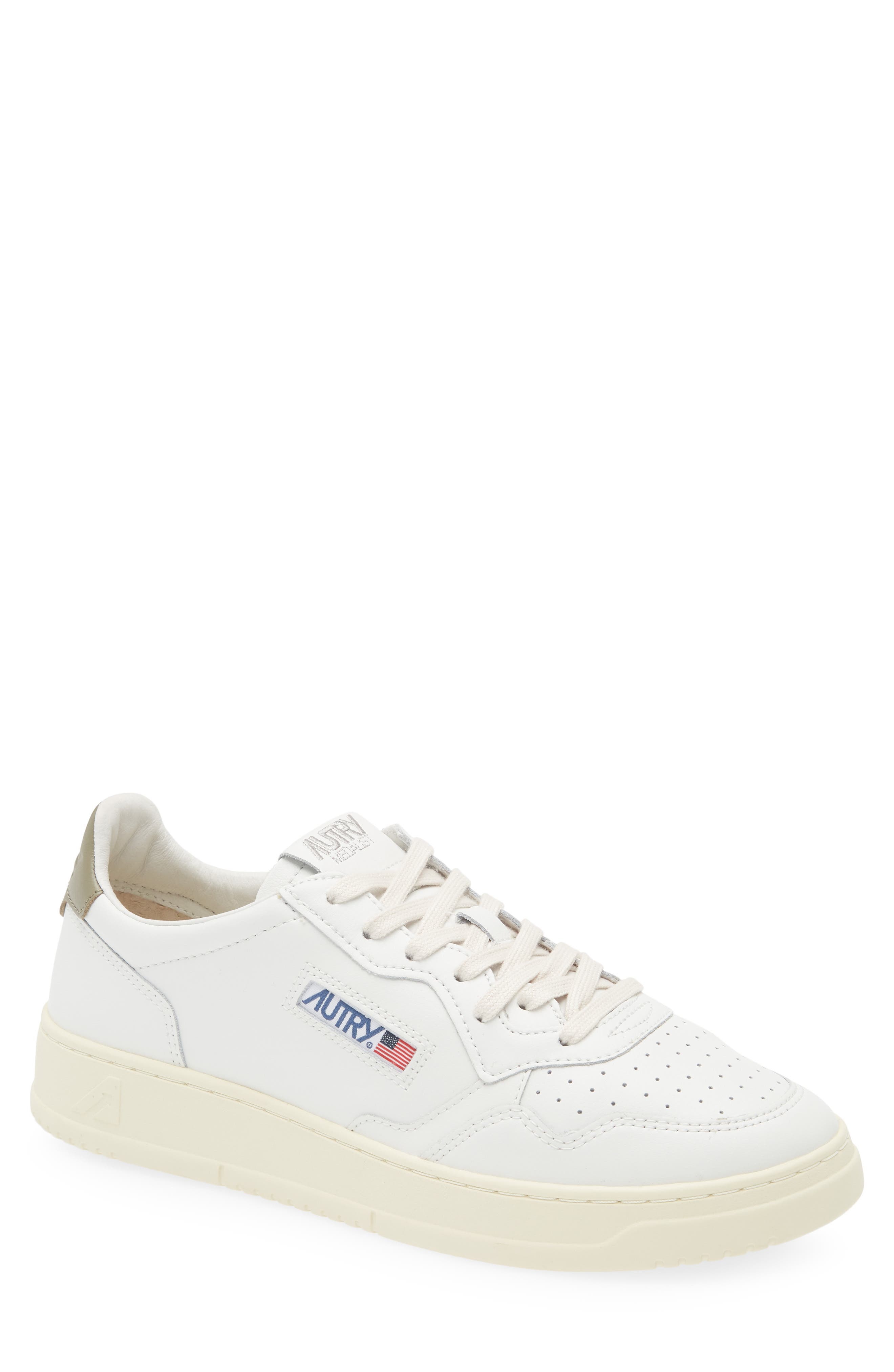 AUTRY Medalist Low Sneaker in White Leather/Red at Nordstrom - 1