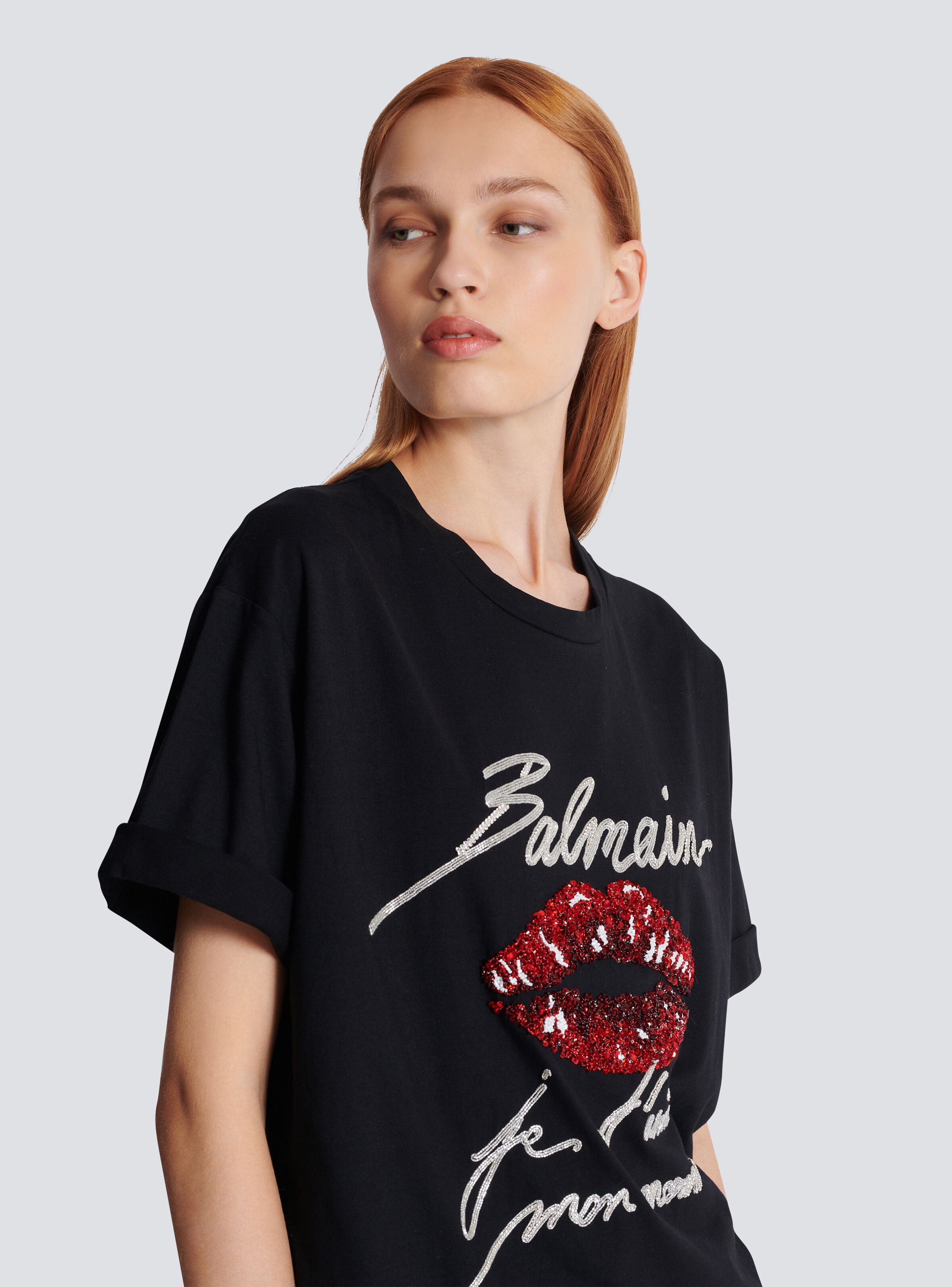 Short-sleeved T-shirt with Kiss embroidery - 7