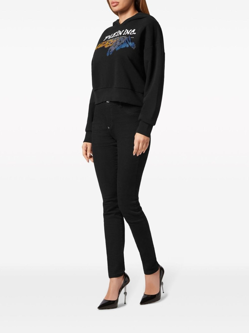 PHILIPP PLEIN logo-print cropped hoodie outlook