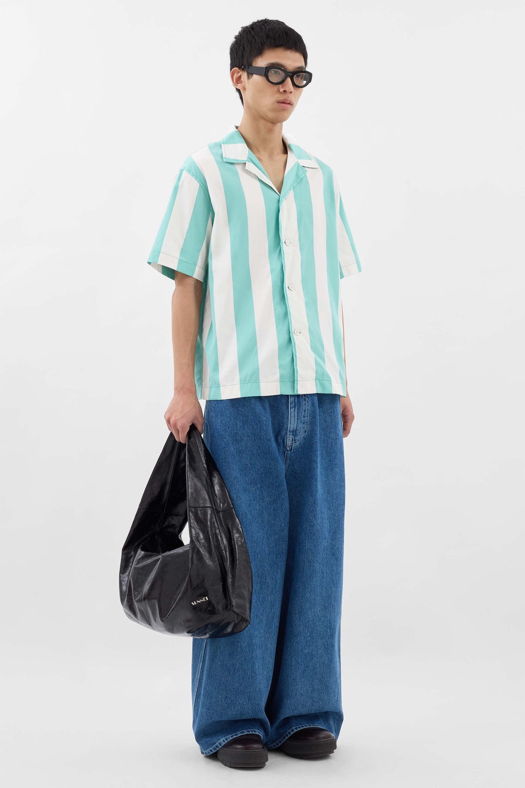 SHORTSLEEVE SHIRT / off white & green stripes - 3