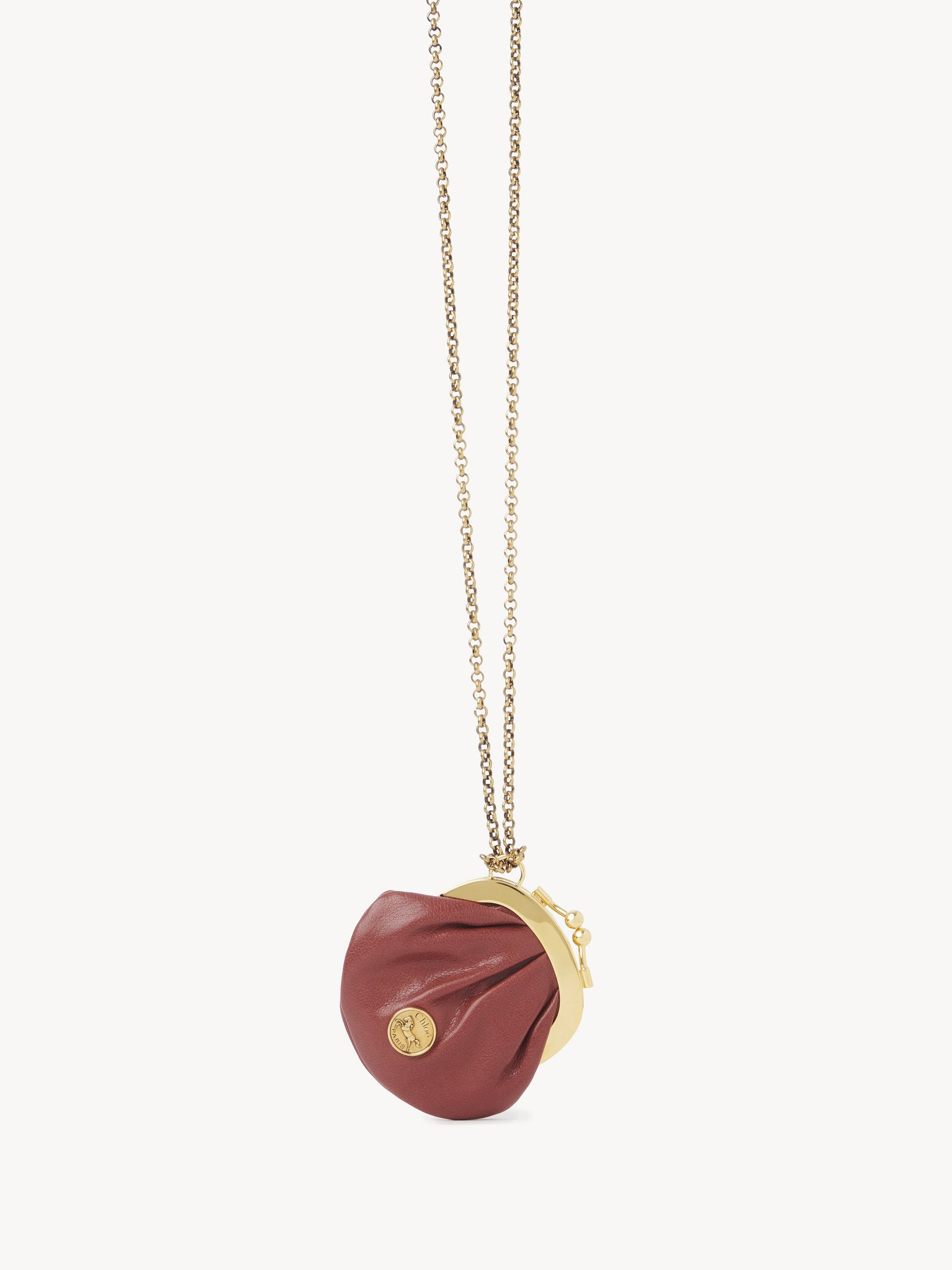 MICRO HORSE MEDAL COIN PURSE NECKLACE IN GRAINED LEATHER - 3