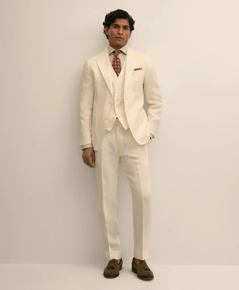 Slim Fit Linen Suit Pants - 1