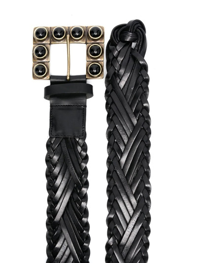 Etro interwoven leather buckle belt outlook