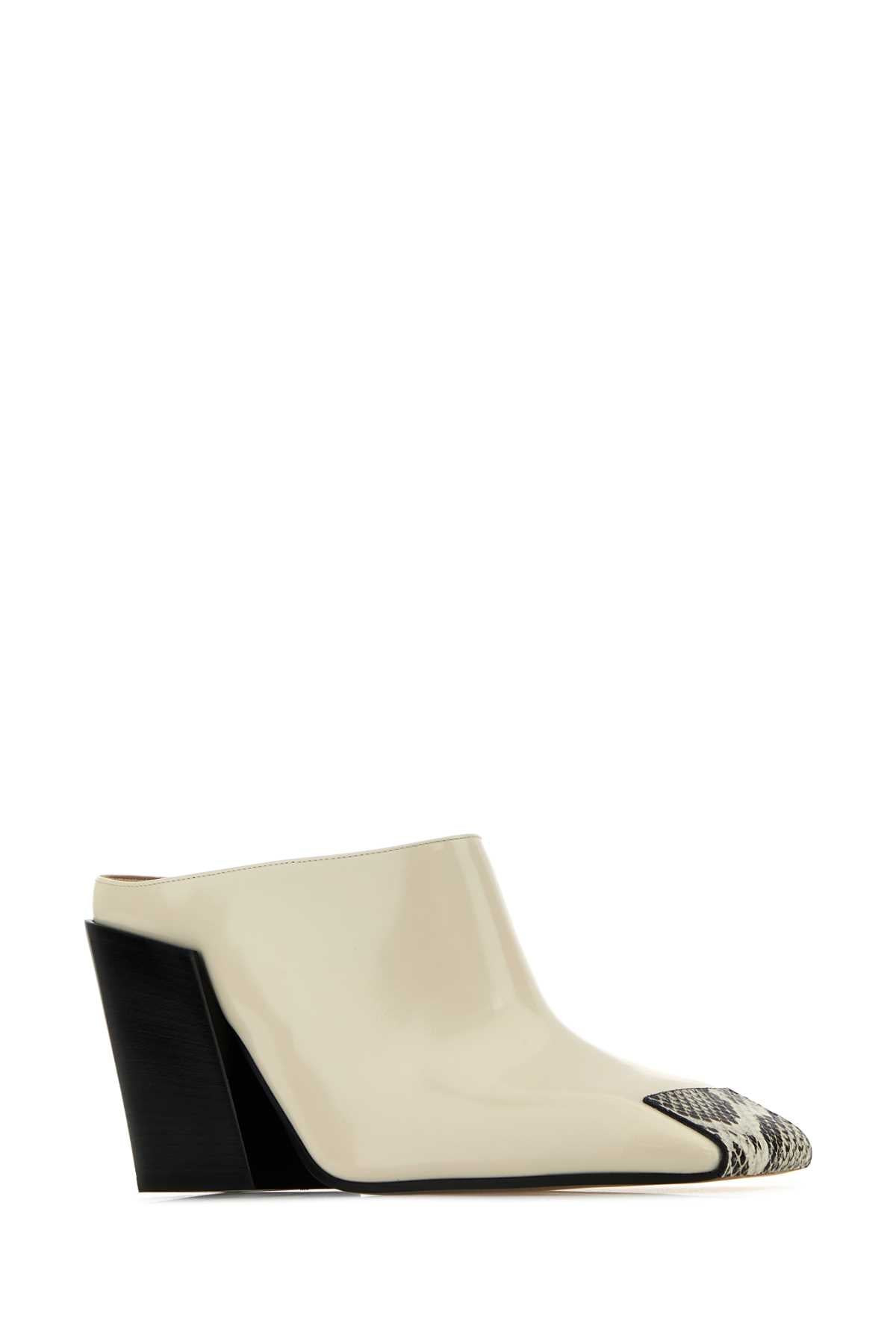 Bottega Veneta Women Ivory Leather Ventura Mules - 2