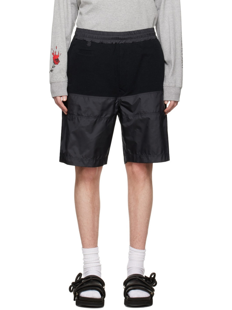 panelled-design elasticated-waistband 트랙 반바지 - 1