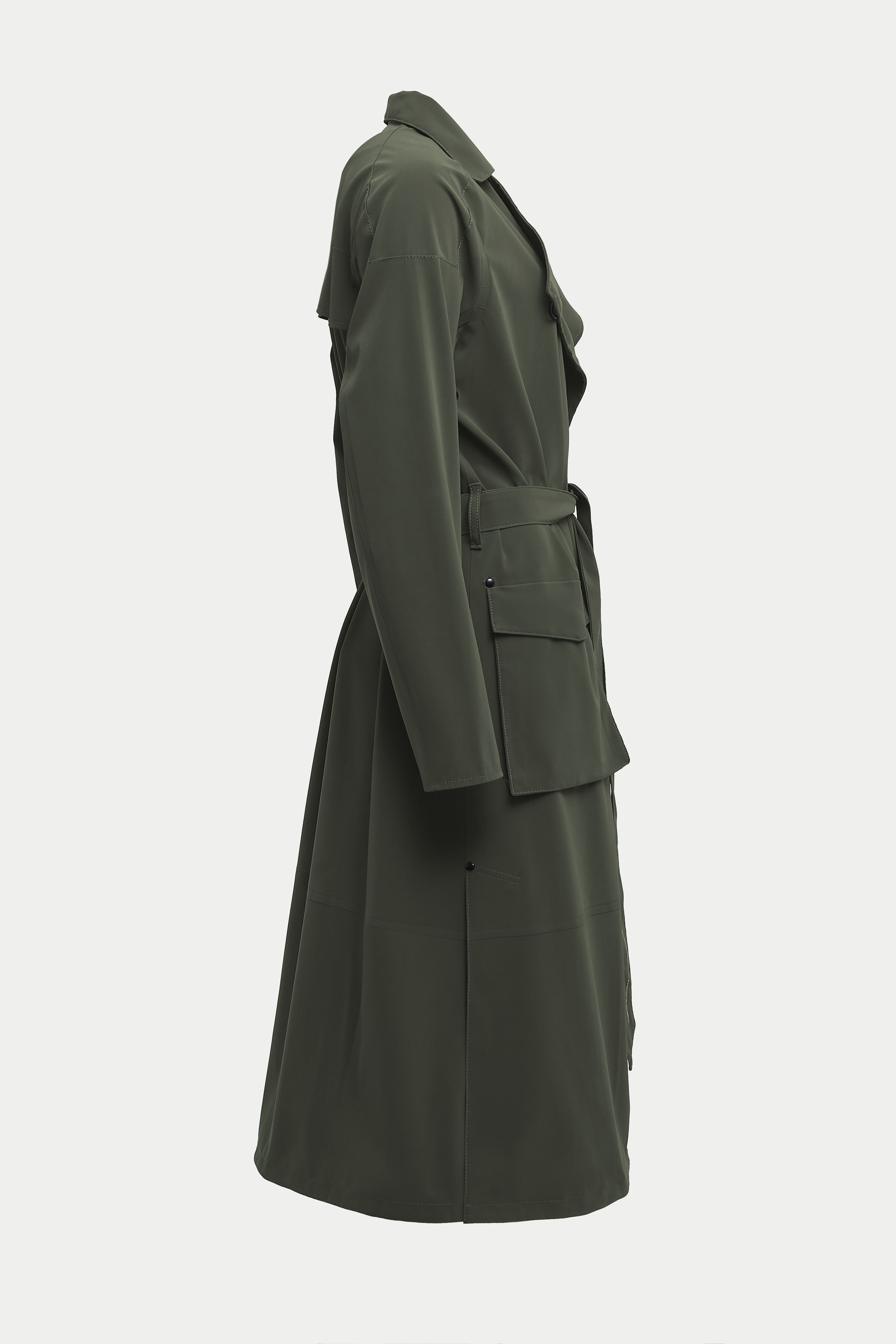 Kista Matte Trench Coat Dark Green - 5