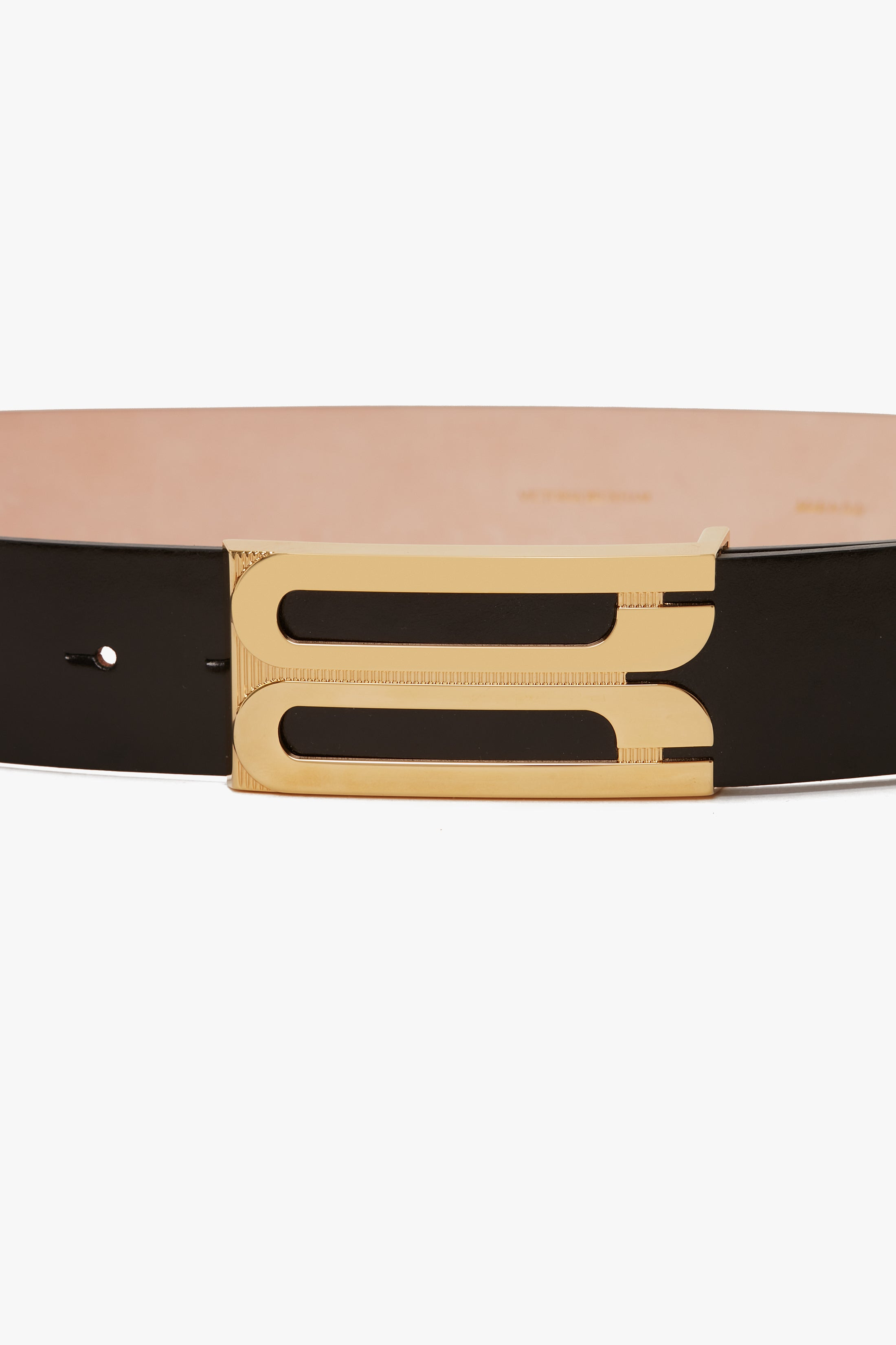 Jumbo Frame Belt In Black Glossed Leather - 4