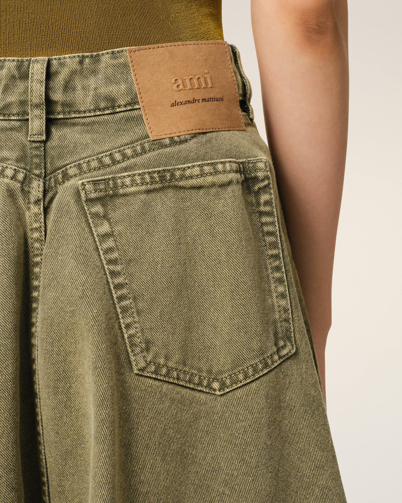 GREEN COTTON MIDI SKIRT WITH GODETS 5