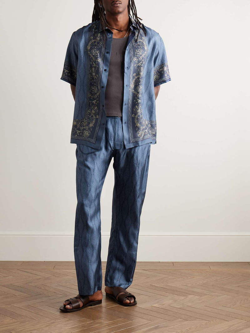 Etro Slim-Fit Straight-Leg Printed Silk-Twill Trousers outlook
