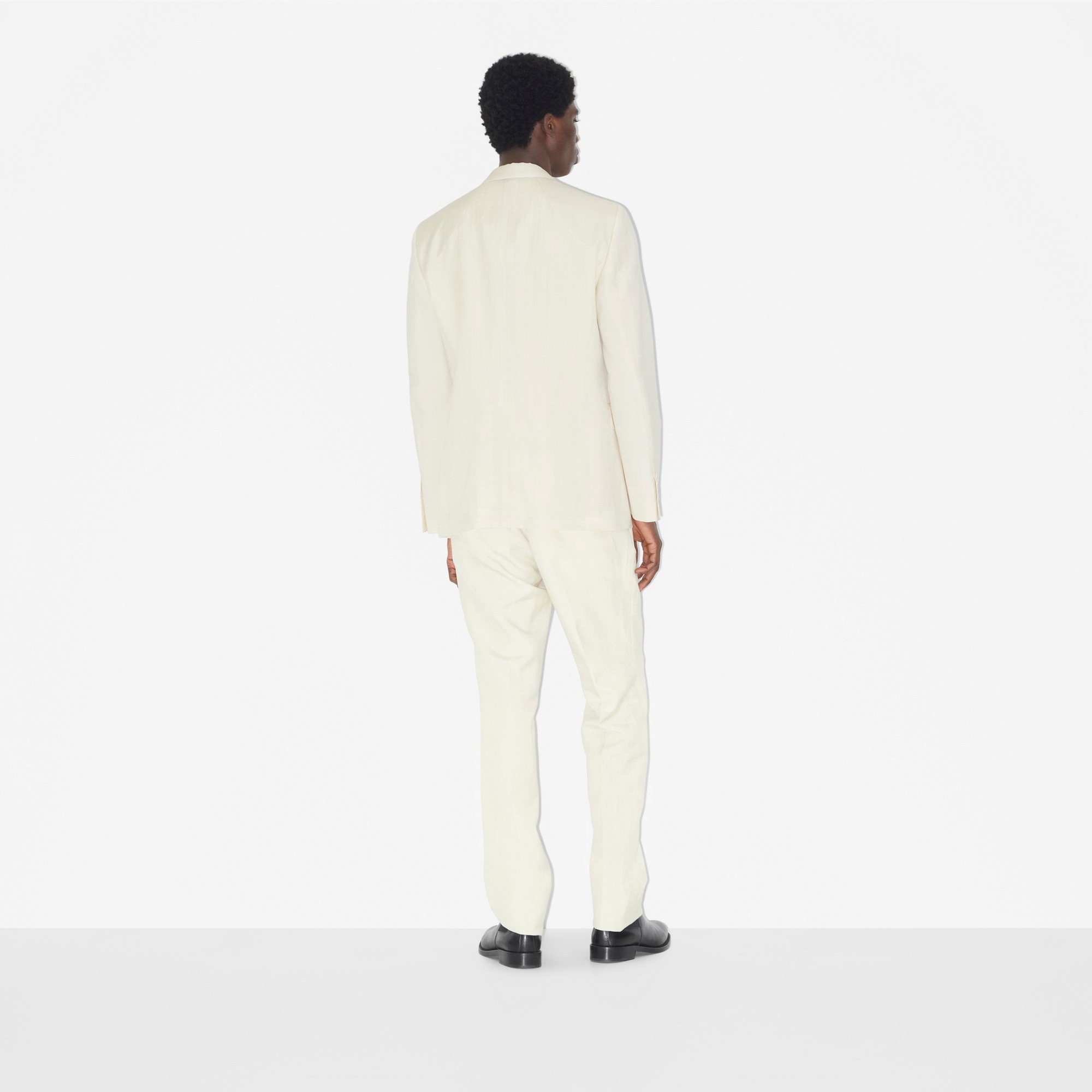 Linen Blend Slim Fit Tailored Trousers - 4