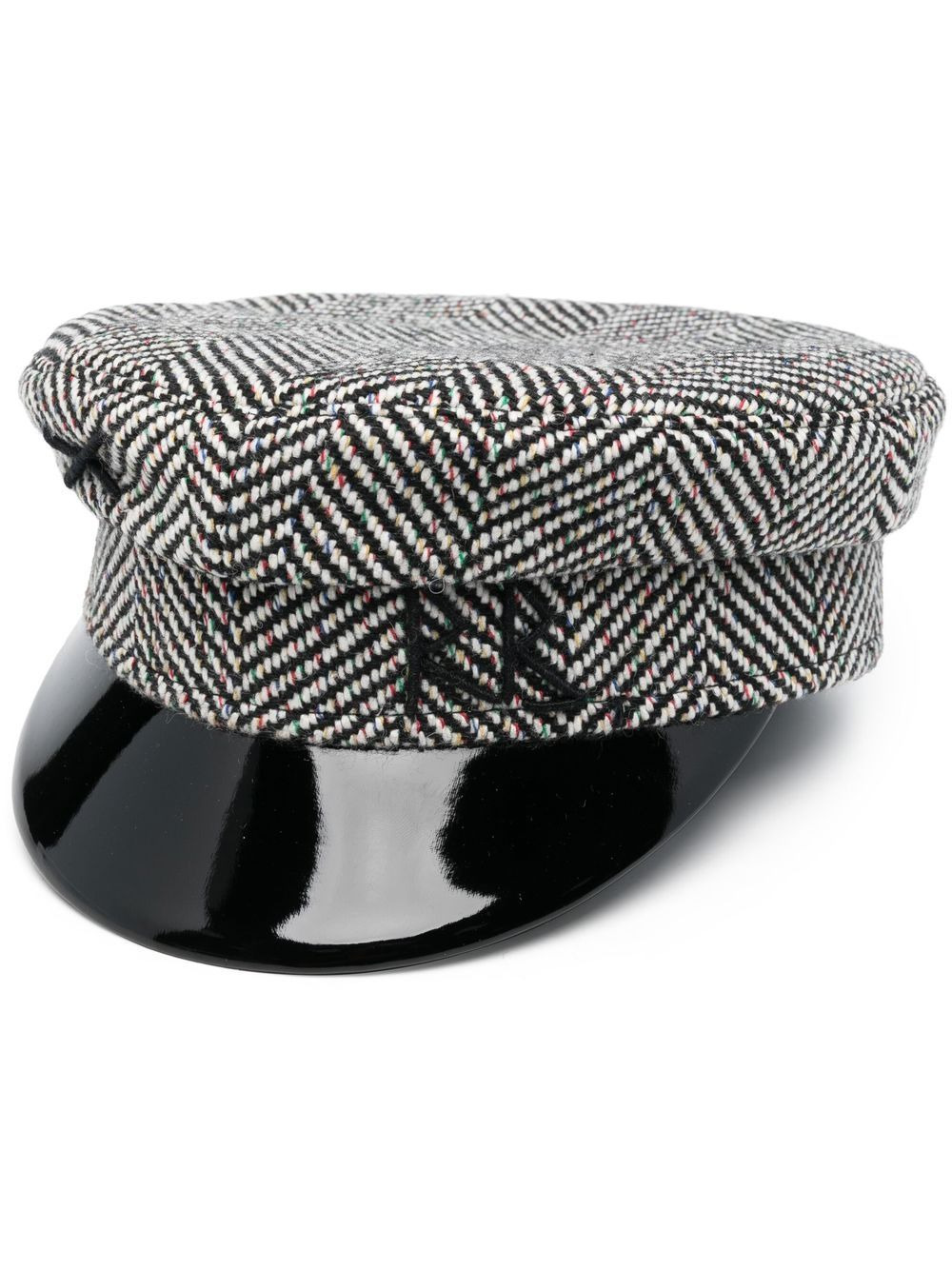 herringbone-pattern baker boy cap - 1