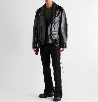 Dries Van Noten Oversized Glossed Full-Grain Leather Jacket outlook