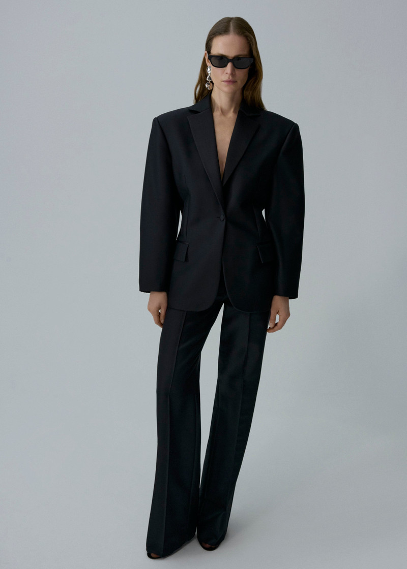 MAGDA BUTRYM Hourglass satin blazer in black outlook