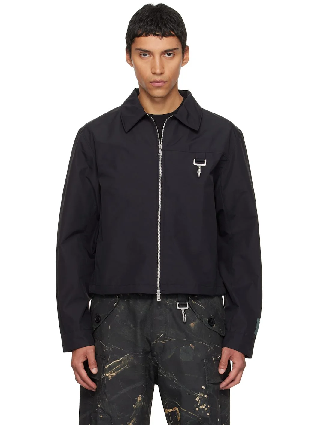 Black Laminated Nylon Work Jacket - 1