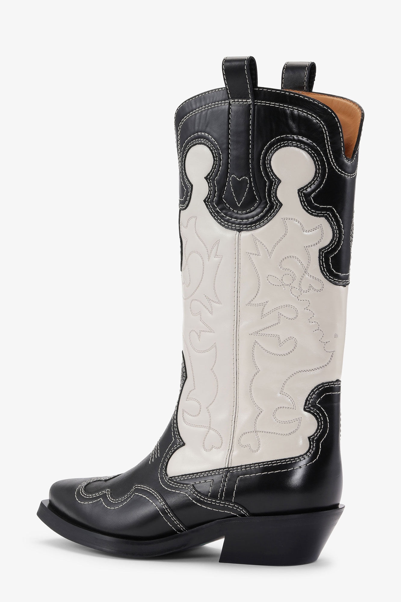 MONOCHROME MID SHAFT EMBROIDERED WESTERN BOOTS - 2