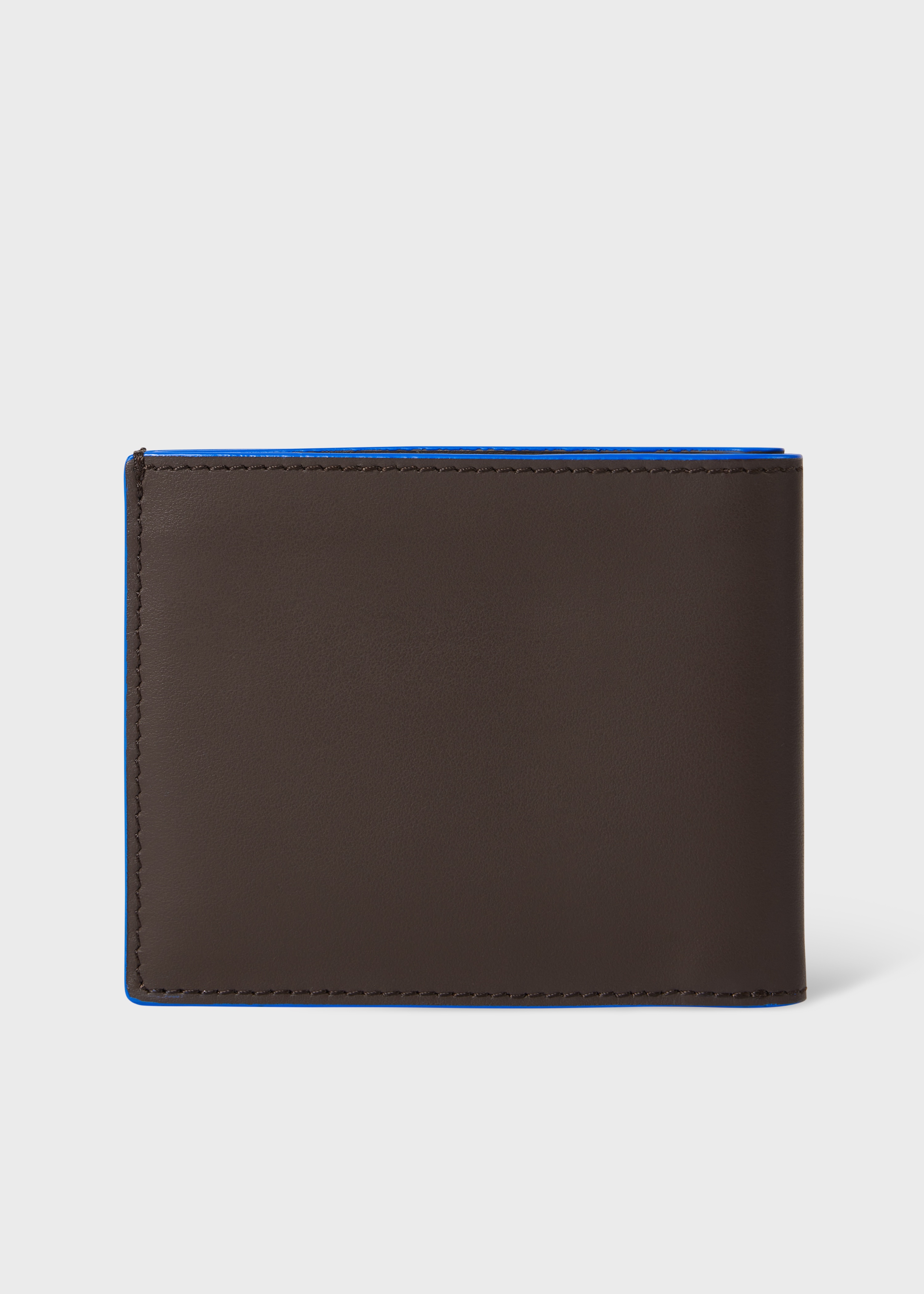 Brown Leather 'Contrast Logo' Compact Billfold Wallet - 2