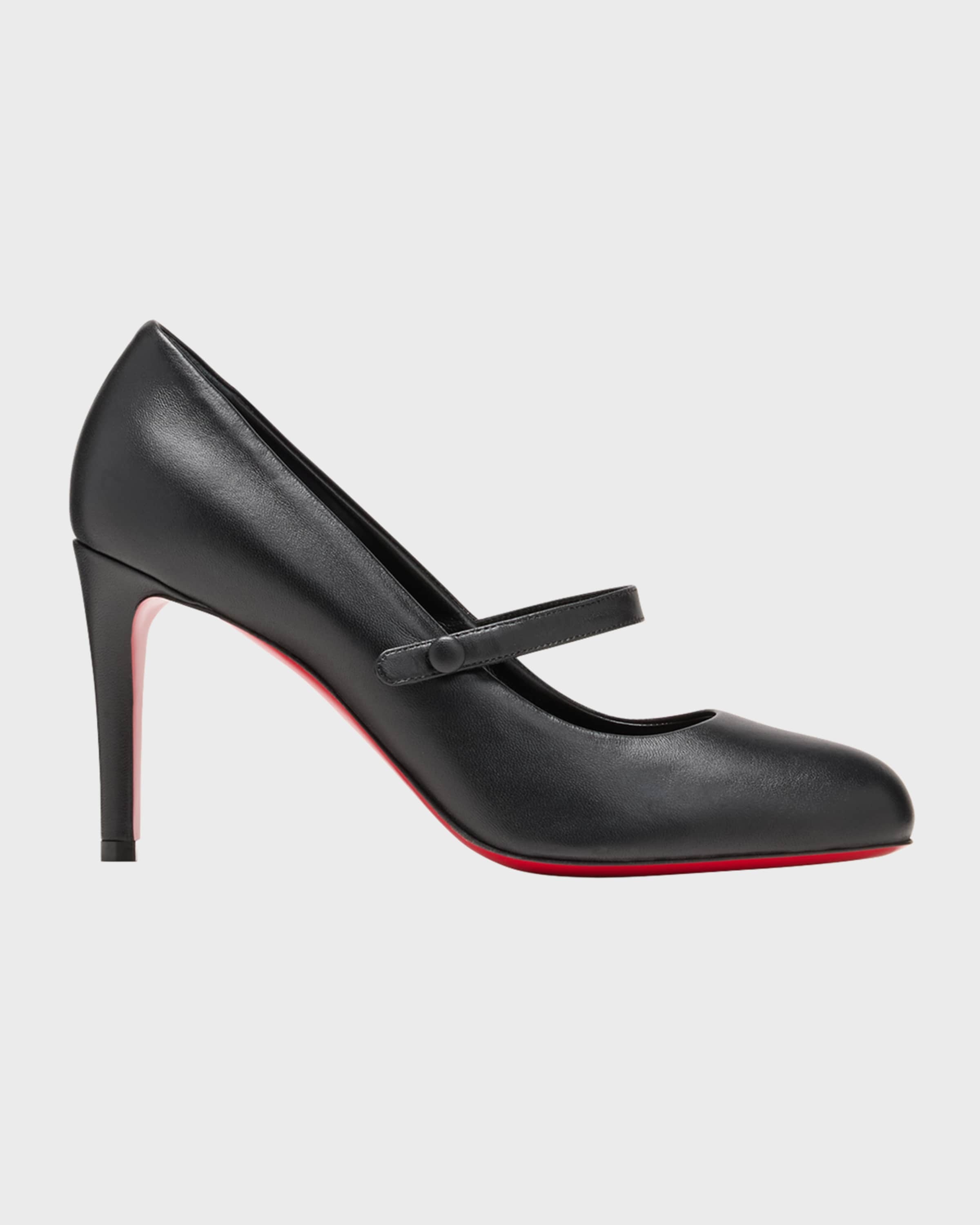 Leather Mary Jane Red Sole Pumps - 1