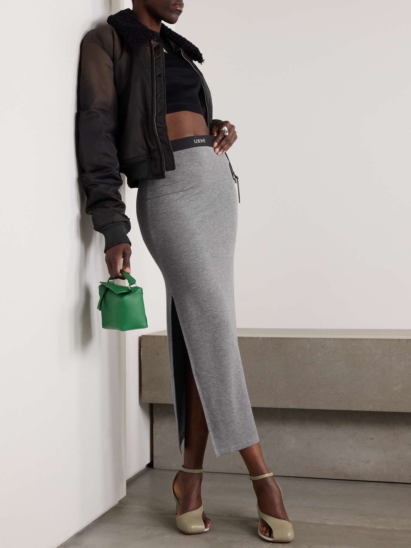 Loewe Jersey midi skirt Gray | REVERSIBLE