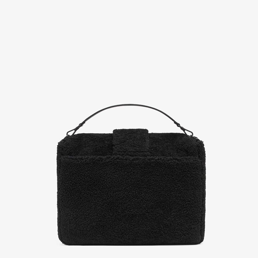 Black shearling bag with inlay - 3