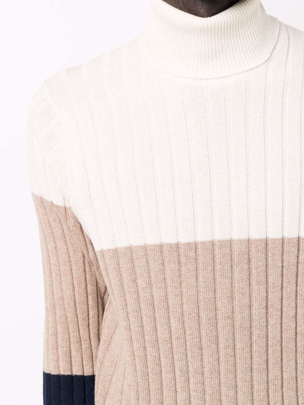 ribbed colour block roll-neck jumper - 5