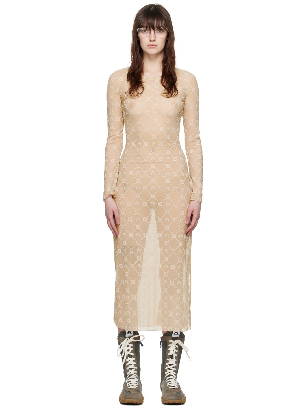 Beige Moonogram Midi Dress - 1