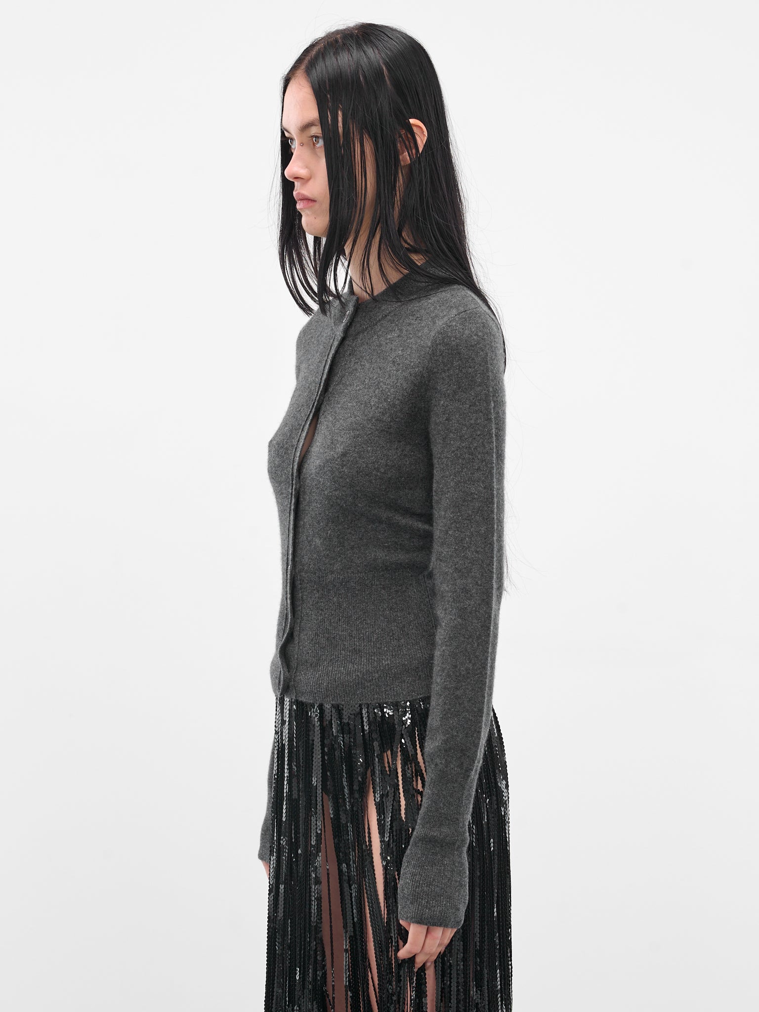 Gray Cashmere Slim Cardigan - 2