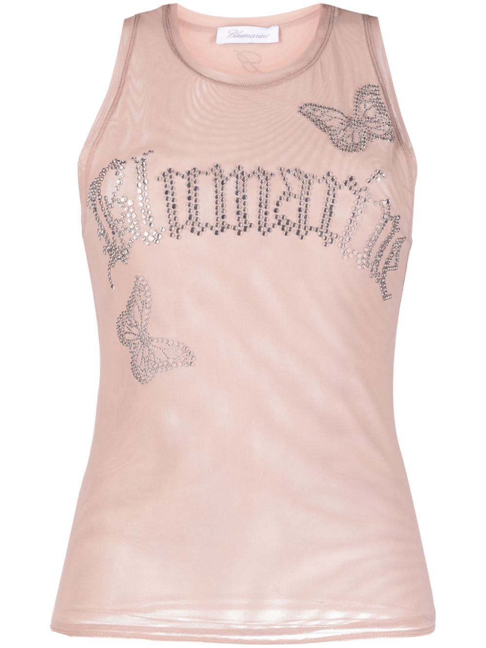 logo-embellishment mesh tank top - 1