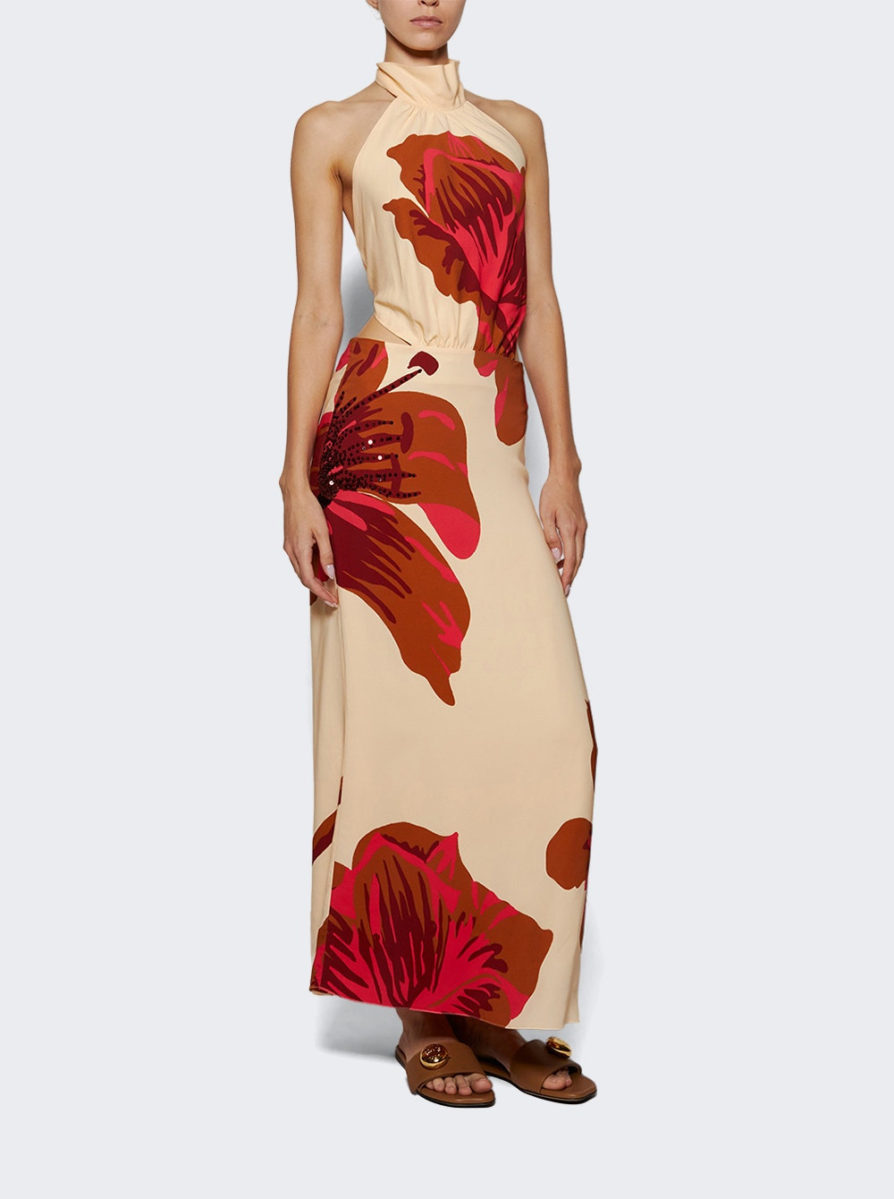Best Of Times Ankle Dress Ecru And Camel - 2