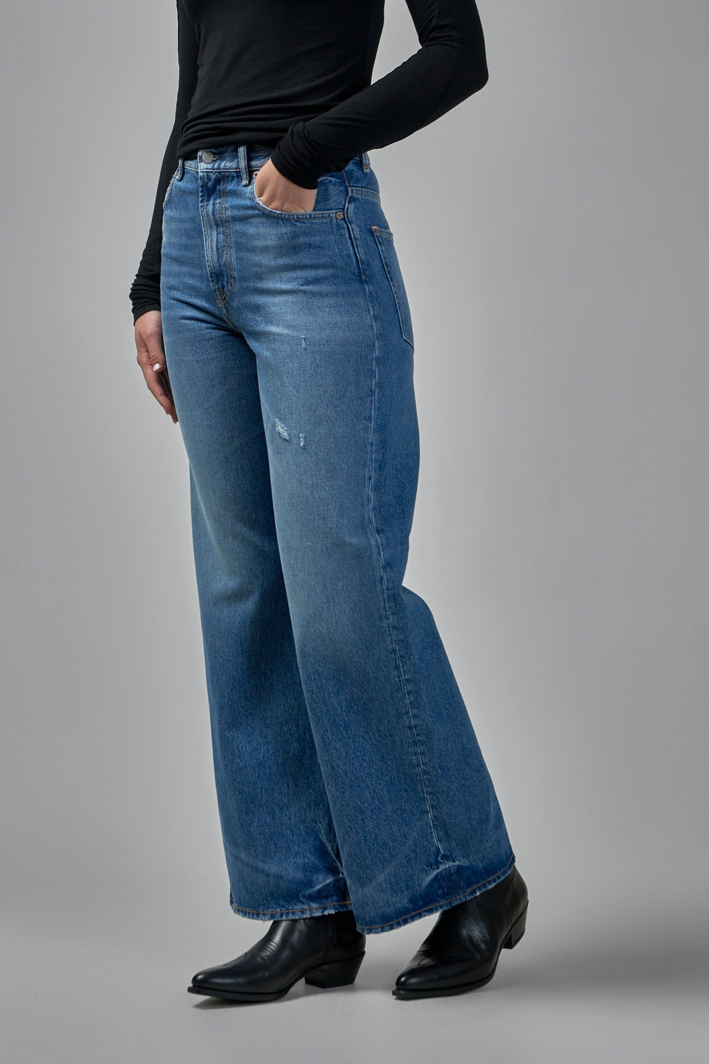 Regular Fit High Waist Wide Leg Jeans - 4