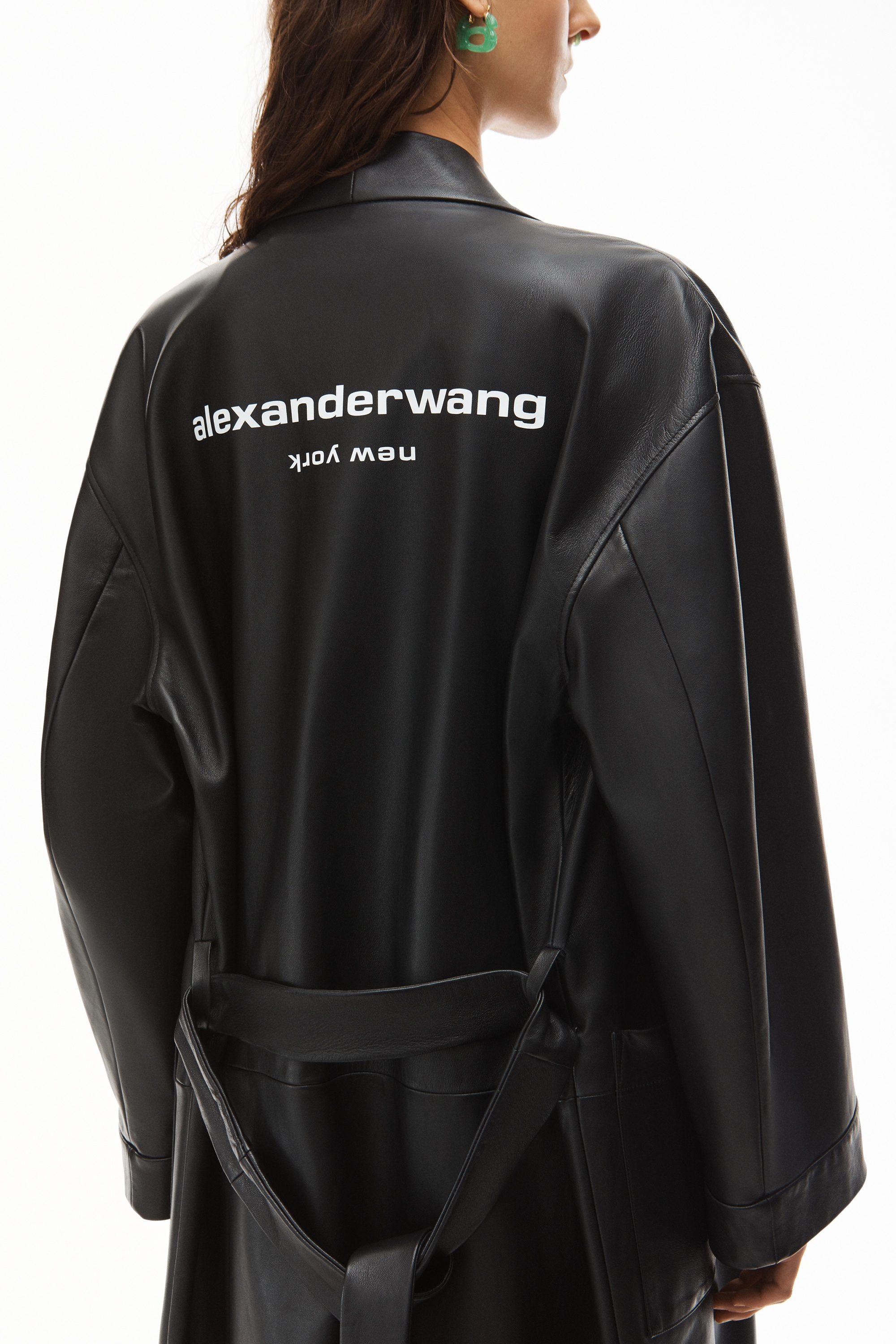 PJ ROBE COAT WITH LOGO IN LAMBSKIN - 6