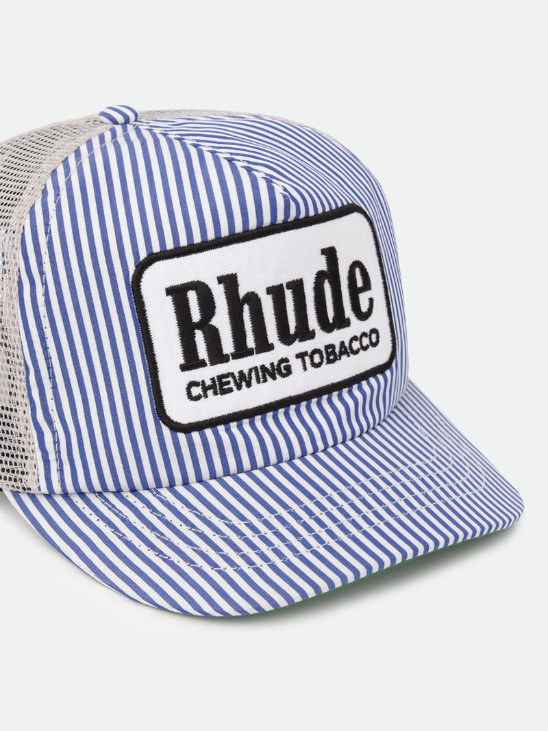 BLUE STRIPED TOBACCO TRUCKER HAT 3