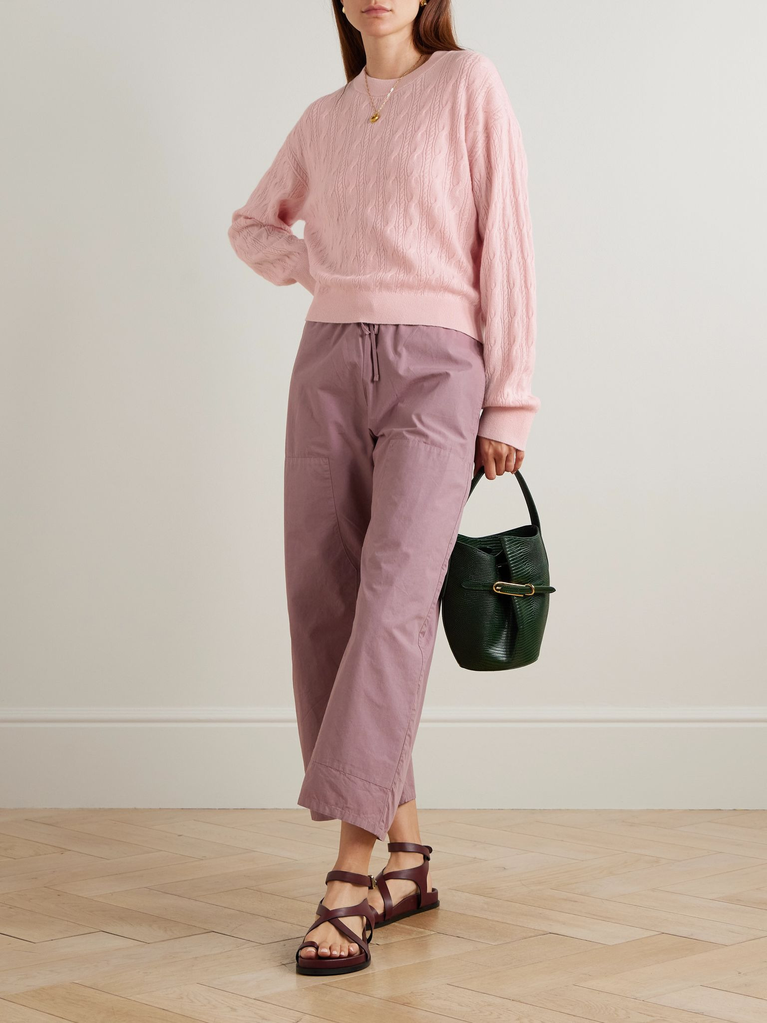 Cable-knit cashmere sweater Pink - 2