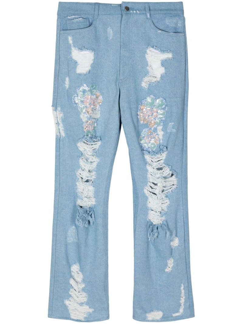 sequin-detail distressed jeans 1