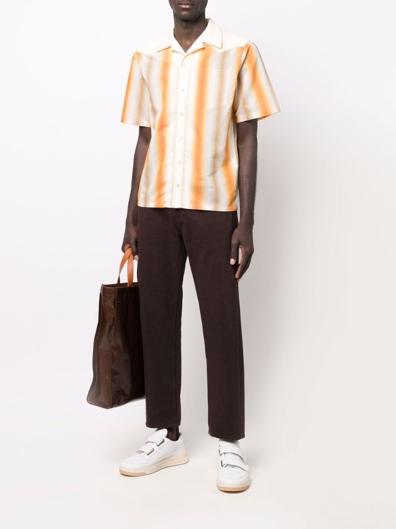 stripe-print short-sleeved shirt - 2