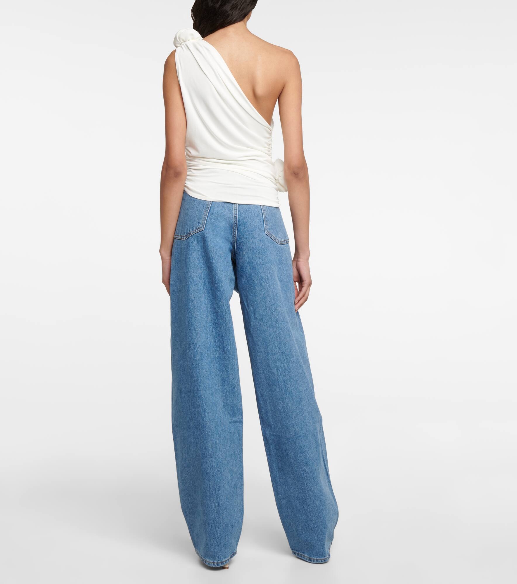 Floral appliquéd one-shoulder top - 3