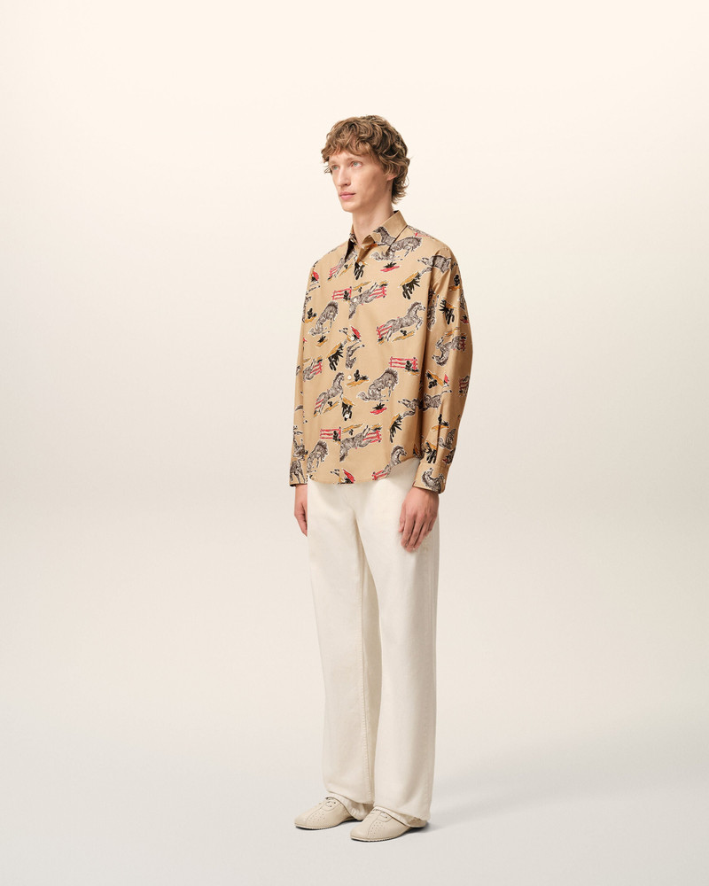 BROWN COTTON HORSE PRINTED BOXY SHIRT 6