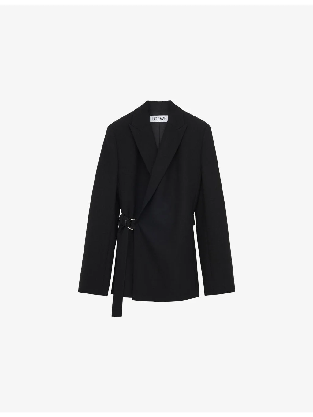 Peak-Lapel Draped Wool And Leather Blend Jacket - 1