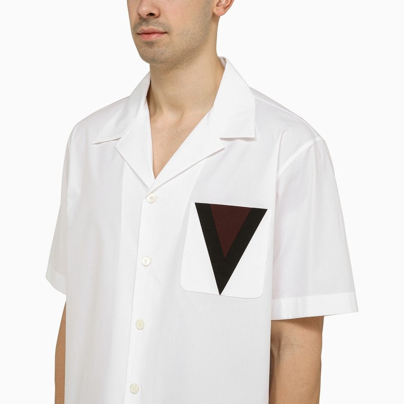 Valentino White Bowling Shirt With V Inlay Men - 4