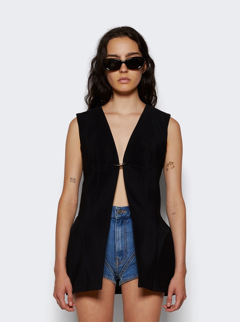 Corseted Pierced Vest Black - 3