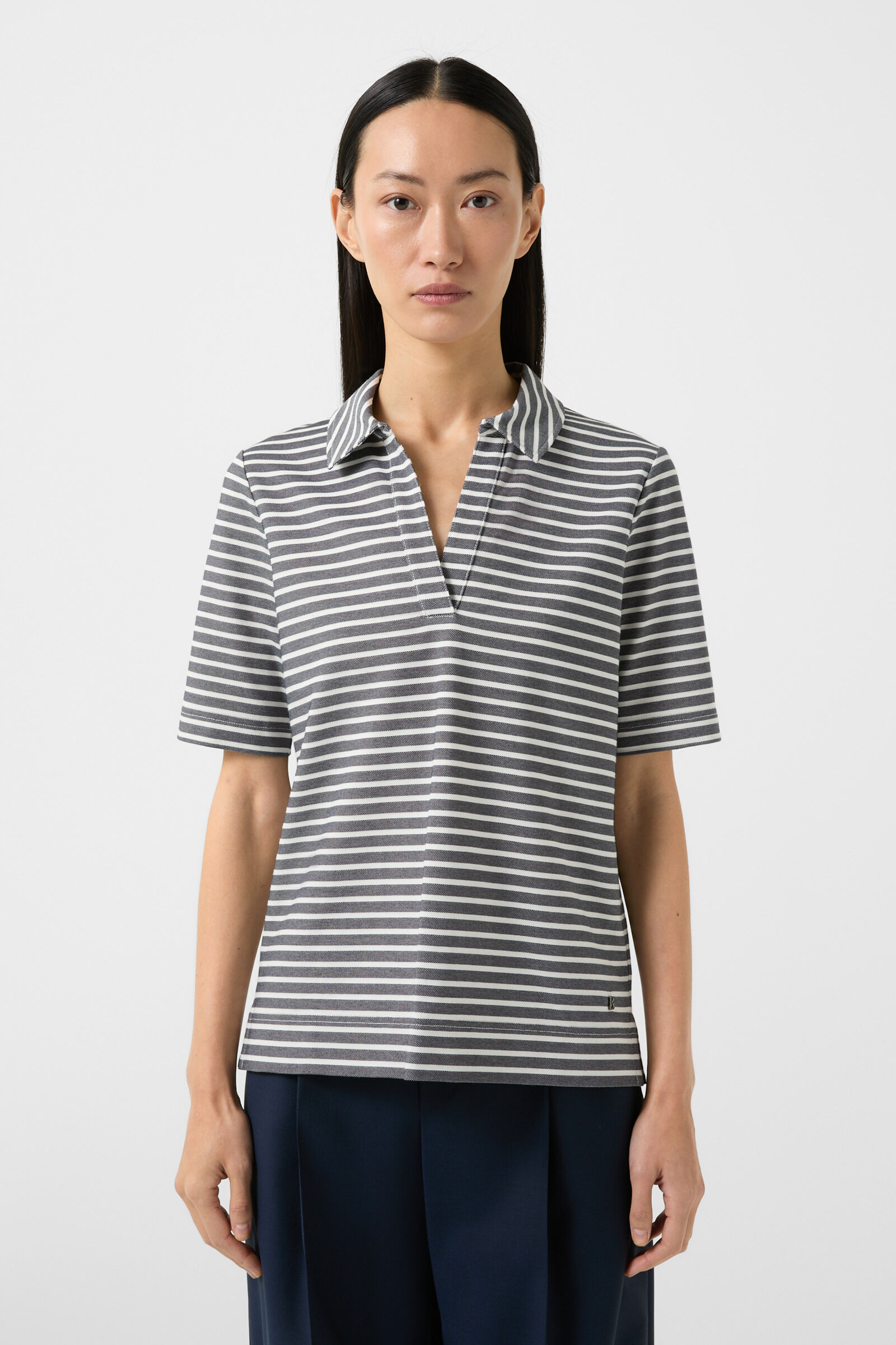 Peony polo shirt in Navy blue/off-white - 2
