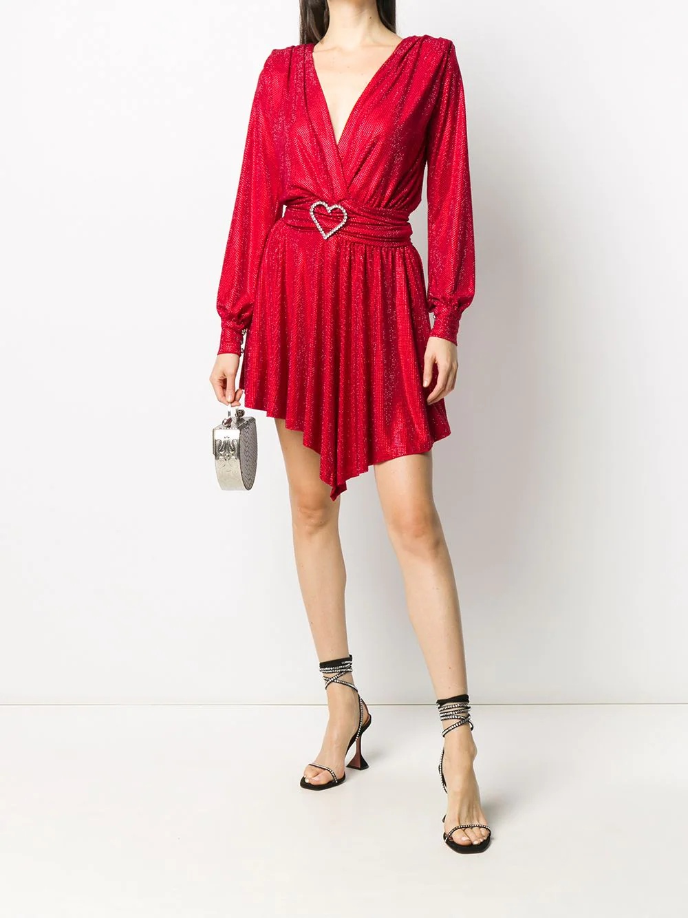 deep v-neck draped dress - 2