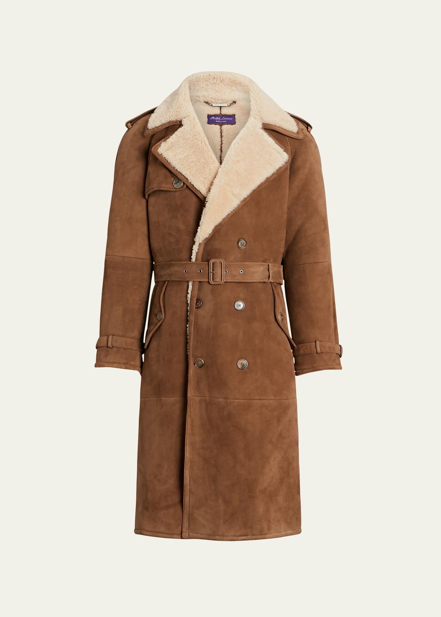 Men's Shearling Trench Coat - 1