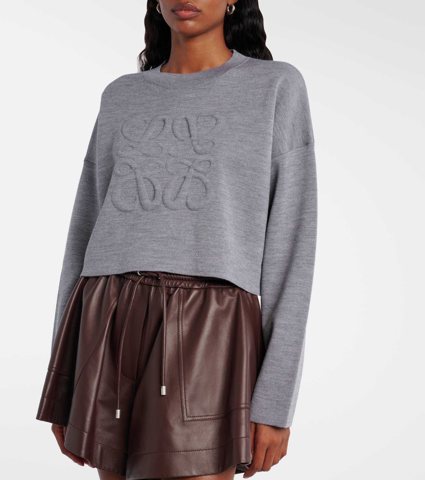 Anagram cropped wool-blend sweater - 5